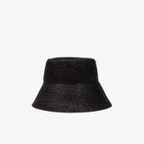 Bucket w kolorze czarnym z naturalnej trawy toquilla, ręcznie pleciony