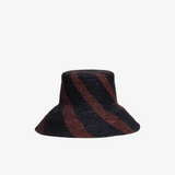 Kapelusz z palmy toquilla z motywem spirali w kolorze czekoladowo czarnym