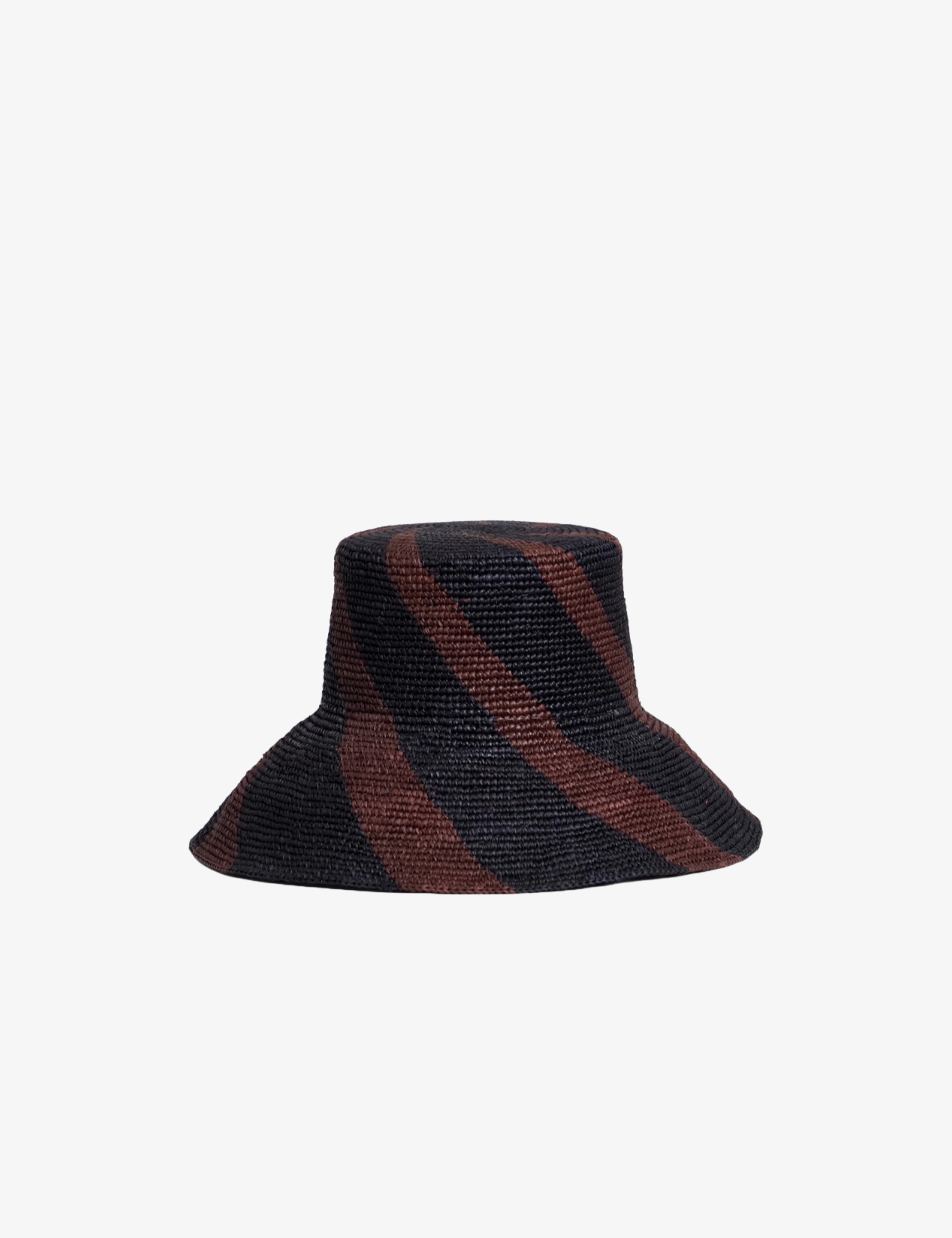 Kapelusz z palmy toquilla z motywem spirali w kolorze czekoladowo czarnym