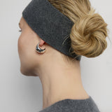 Prążkowana opaska z wełny merino i kaszmiru w kolorze szarym