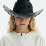 Kowbojski kapelusz z naturalnej trawy toquilla w kolorze czarnym