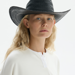 Kowbojski kapelusz z naturalnej trawy toquilla w kolorze czarnym