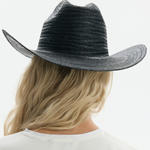 Kowbojski kapelusz z naturalnej trawy toquilla w kolorze czarnym