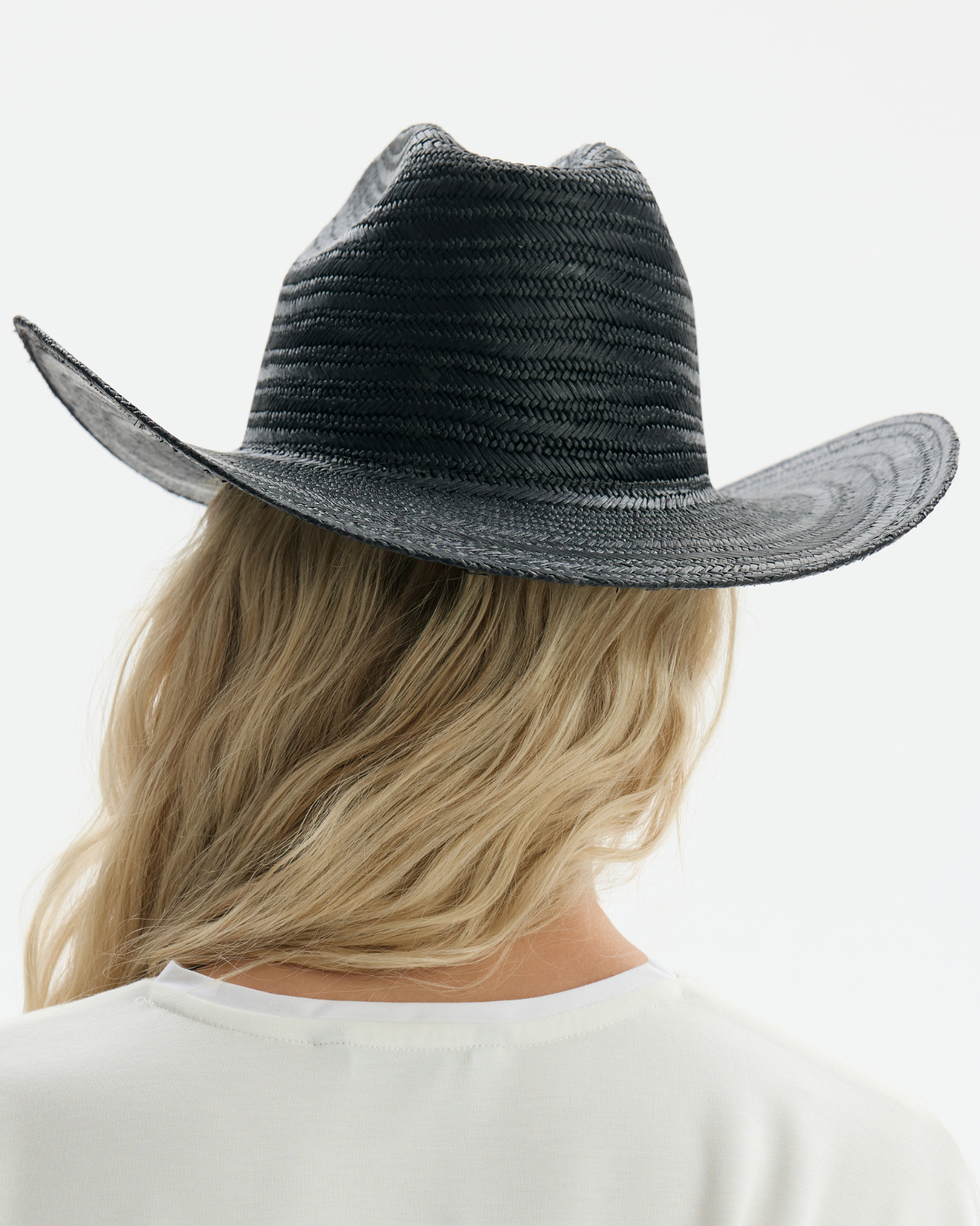 Kowbojski kapelusz z naturalnej trawy toquilla w kolorze czarnym