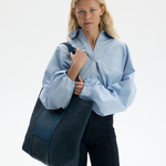 Torba z rafii w kolorze czekoladowym wykończona skórą caviar